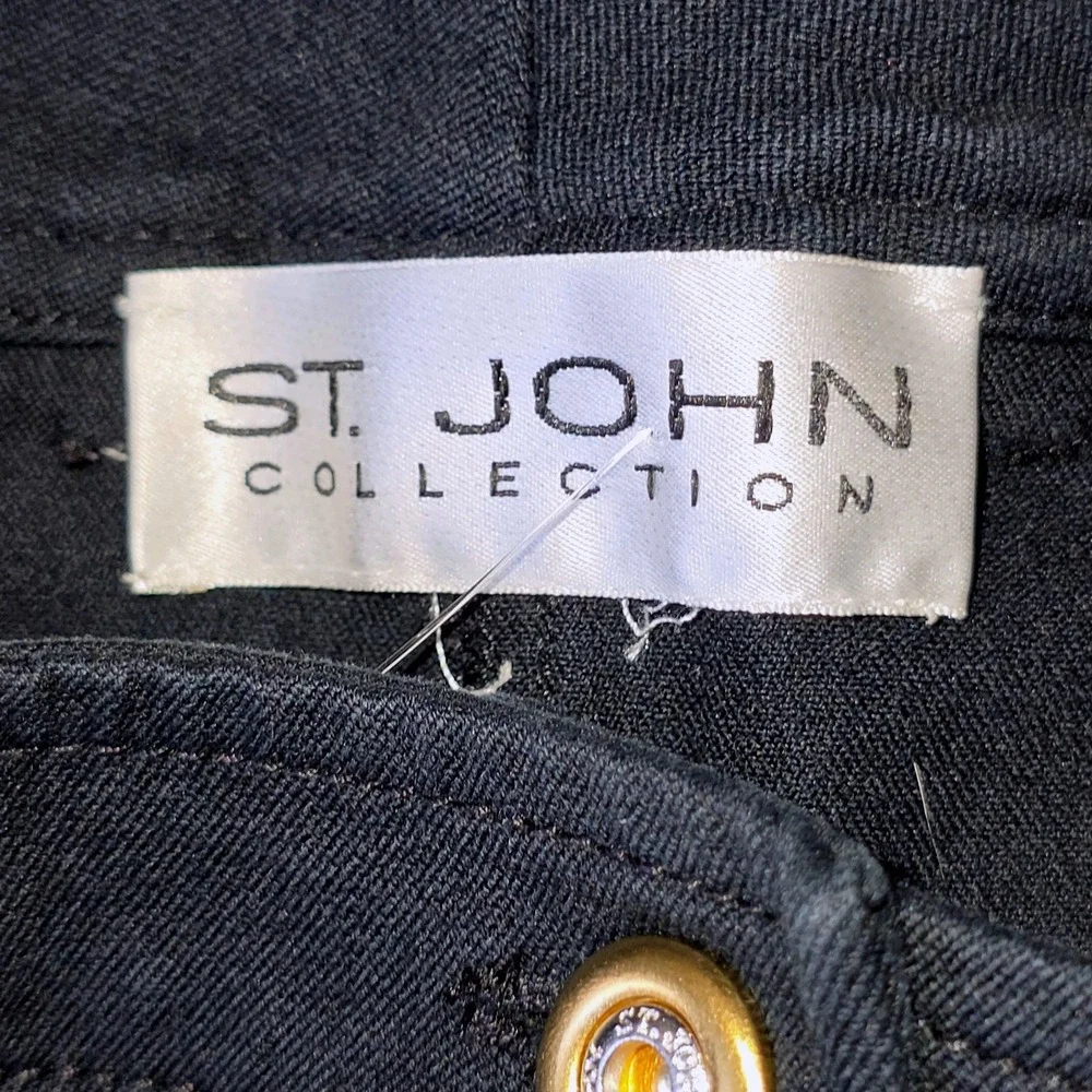 St. John Collection Luxury Wide Leg Jeans Women's Size 10 Black Mid Rise EUC - Picture 8 of 8